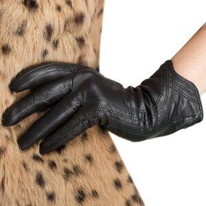 🆕Women Black Nappa Leather Touchscreen Gloves Handmade Lambskin Warm